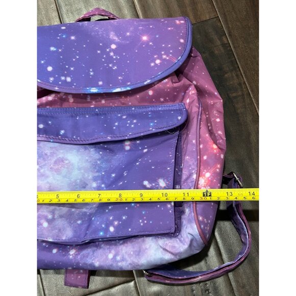 Mossimo Supply Co Galaxy Print Backpack Purple Adjustable Straps Zipper Pockets - Picture 9 of 12